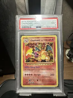 PSA 9 HOLO CHARIZARD POKEMON TCG GAME CARD XY EVOLUTIONS 2016 MINT # 11/108 - Image 1