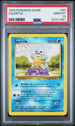 PSA GEM MT 10 - 1999 POKEMON GAME 63 SQUIRTLE - Image 1