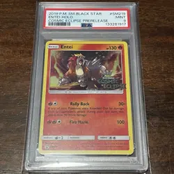 2019 Pokemon ENTEI SM219 Cosmic Eclipse Pre-Release Stamped Promo PSA MINT 9 - Image 1