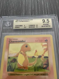 1999 Pokemon Shadowless Base Set Charmander #46 BGS 9.5 - Image 2