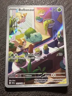 Pokemon TCG Bulbasaur Stellar Crown Illustration Rare Card 143/142 NM Condition - Image 2