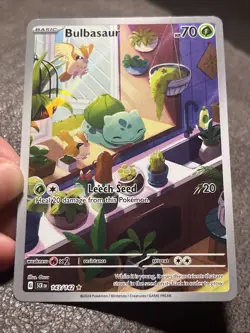 Pokemon TCG Bulbasaur Stellar Crown Illustration Rare Card 143/142 NM Condition - Image 3