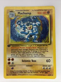 Pokemon TCG Machamp Holo Rare 1st Edition Base Set 8/102 - Image 1