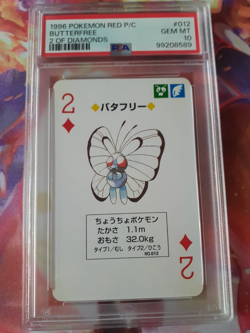 1996 Pokemon Butterfree 2 of Diamonds Red Charizard Playing Card PSA 10 Gem Mint - Image 1