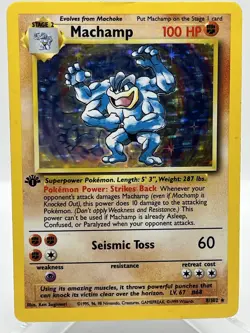 Machamp 8/102 Base Set Holo 1st Edition Holo Rare 1999 Vintage Pokemon TCG Card - Image 1