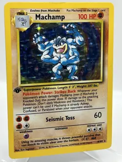 Machamp 8/102 Base Set Holo 1st Edition Holo Rare 1999 Vintage Pokemon TCG Card - Image 2