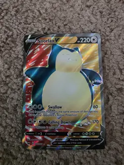 Snorlax V Full Art 197/202 Sword & Shield Base Set Pokemon NM + Bonus Rare! - Image 1