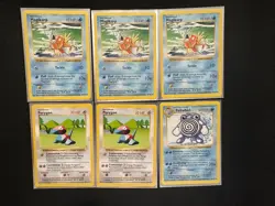 Shadowless Base Set Pokemon Lot Vintage Poliwhirl, Porygon, Magikarp - Image 1