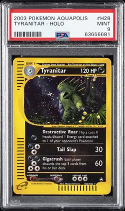 2003 POKEMON AQUAPOLIS #H28 TYRANITAR-HOLO PSA 9 - Image 1