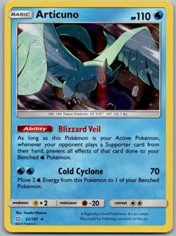 Pokemon Articuno 32/181 - SM Team Up - Holo Rare - NM - Image 1