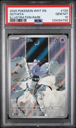 2025 POKEMON WHT EN-WHITE FLARE ILLUSTRATION RARE #124 GOTHITA PSA 10 - Image 1