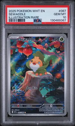 PSA 10 SEWADDLE ILLUSTRATION RARE #087 2025 POKEMON WHT EN WHITE FLARE - Image 1