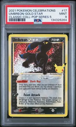 2021 POKEMON CELEBRATIONS CLASSIC COLLECTION #17 UMBREON-GOLD STAR PSA 9 - Image 1