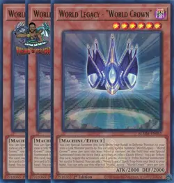 Yugioh! 3x World Legacy - "World Crown" BLMM-EN082 Emblazoned Ultra Rare NM - Image 1