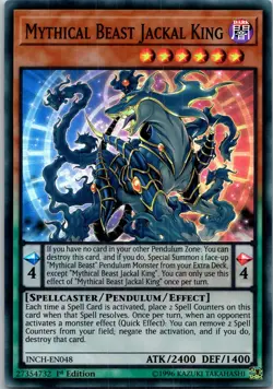 Yugioh Mythical Beast Jackal King INCH-EN048 1st Edition Super Rare NM - Image 1