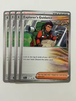 Pokemon Card Temporal Forces 4x Playset Explorer's Guidance 147/162 NM - Image 1