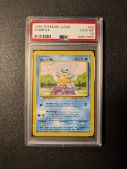 PSA 10 Squirtle Non-Holo #63 Base Set Pokemon Card WOTC - Image 1