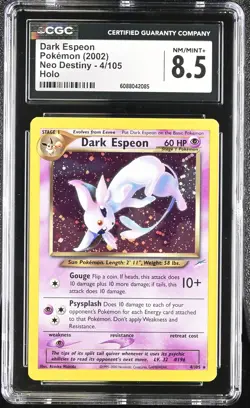 CGC 8.5 Dark Espeon 2002 Neo Destiny 4/105 Holo Pokemon Card - Image 1
