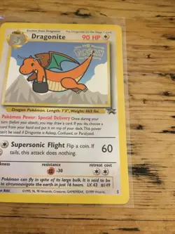 1999 Pokemon CCG The First Movie Dragonite WB Black Star Promo Card #5 Excellent - Image 4
