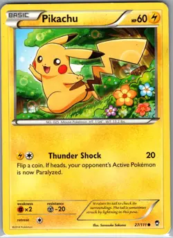 Pikachu 27/111 Non Holo XY - Furious Fists - Pokemon Card - NM - Image 1