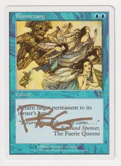 Gold Signed Boomerang LP 7th Edition Artist Rebecca Guay 2001 WOTC MTG Magic EDH - Image 1