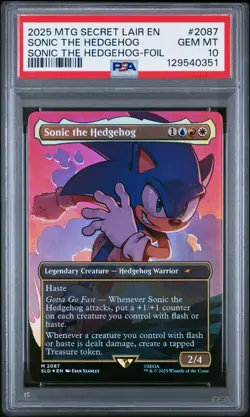 2025 MTG SECRET LAIR DROP SONIC: FRIENDS & FOES-FOIL SONIC THE HEDGEHOG PSA 10 - Image 1