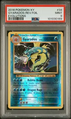 Gyarados Reverse Holo 34/108 Evolutions Pokemon PSA 9 - Image 1