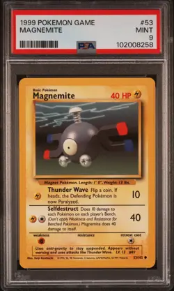 Magnemite - 53/102 Base Set - 1999 WOTC Unlimited - Pokemon TCG - PSA 9 - Image 1