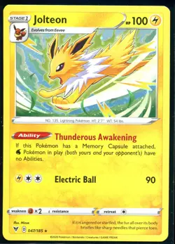 JOLTEON 047/185 RARE VIVID VOLTAGE COSMOS HOLO Pokemon NEAR MINT - Image 1