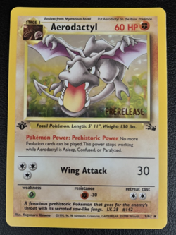 Aerodactyl First Edition Pre-Release Cosmos Holo Fossil WOTC Pokemon TCG - LP - Image 1