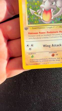 Aerodactyl First Edition Pre-Release Cosmos Holo Fossil WOTC Pokemon TCG - LP - Image 2
