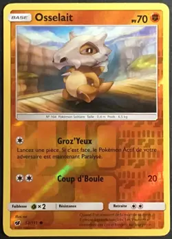 CARTE POKEMON Osselait Invasion Carmin 52/111 Reverse Excel. etat, jamais jouee - Image 1