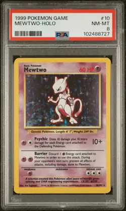 1999 POKEMON BASE SET #10 MEWTWO HOLO PSA 8 NM-MT - Image 1
