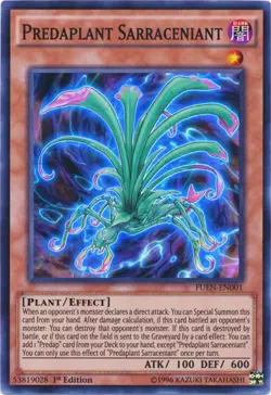 Yugioh! Predaplant Sarraceniant - FUEN-EN001 - Super Rare - 1st Edition Near Min - Image 1