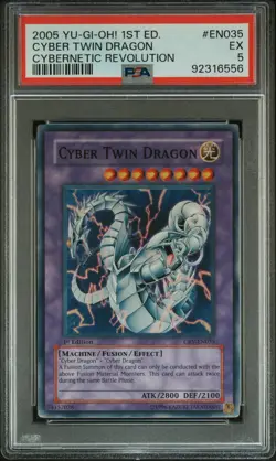 2005 YU-GI-OH! CRV-CYBERNETIC REVOLUTION 1ST ED #EN035 CYBER TWIN DRAGON PSA 5 - Image 1