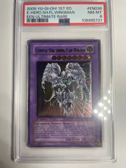 Elemental Hero Shining Flare Wingman Ultimate Rare PSA 8 Euro Print EEN-EN036 - Image 1