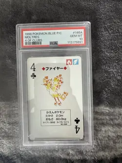 1998 Pokemon Blue Version Deck PSA 10 Moltres 4 of Clubs Card Playing Cards - Image 2