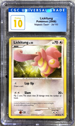 Pokemon Card Lickitung CGC 10 Pristine Mint, Majestic Dawn 39/100, 2008 (1) - Image 1