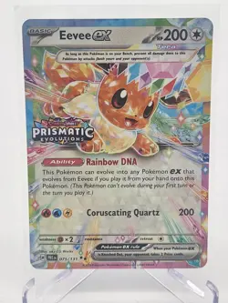 Pokemon TCG Prismatic Evolutions Eevee EX Stamped Promo Holo Card 075/131 - Image 1