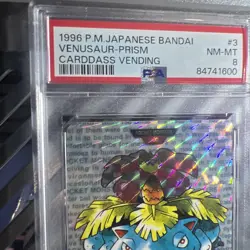 1996 Venusaur #3 Prism Carddass Vending Bandai Japanese Pokemon Card PSA 8 NM-MT - Image 2