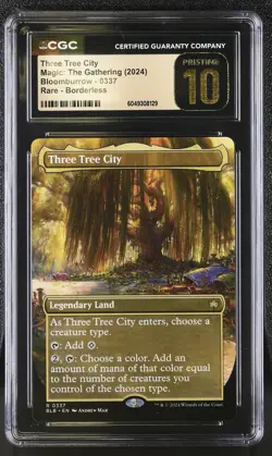 THREE TREE CITY Bloomburrow Borderless Rare CGC Pristine 10 MTG [Nostalgium] - Image 1