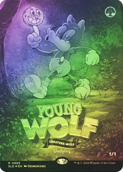 MTG - Young Wolf - Black and White Foil - Twisted Toons Secret Lair - Magic - Image 1