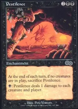 1 x Pestilence - Urza's Saga - Light Play - MTG - Image 1