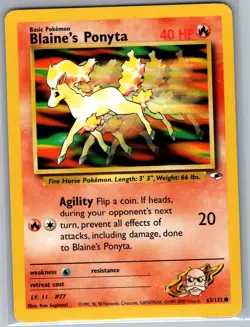 Blaine's Ponyta 63/132 Non Holo Gym Heroes - Pokemon Card - NM - Image 1