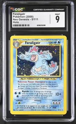 CGC 9 MINT Feraligatr 2000 Neo Genesis 5/111 Holo Pokemon Card - Image 1