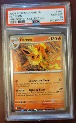 PSA 10 GEM MINT POKEMON FLAREON #167 Prismatic Evolutions Poster Collection - Image 1