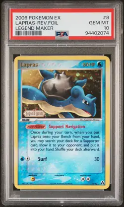 2006 POKEMON EX LEGEND MAKER #8 LAPRAS-REVERSE FOIL PSA 10 - Image 1