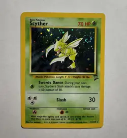 2001 Base Set 2 Scyther Holo 17/130 Rare WOTC Pokemon Card TCG NM Mint *Swirl!* - Image 1