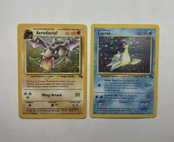 🔥1999 Fossil Holo Lot - Lapras 10/62 + Aerodactyl 1/62 - WOTC Pokemon Card TCG - Image 1