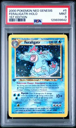2000 Pokemon Neo Genesis 1st Edition #5 Feraligatr Holo PSA 9 MINT w/ SWIRL - Image 2